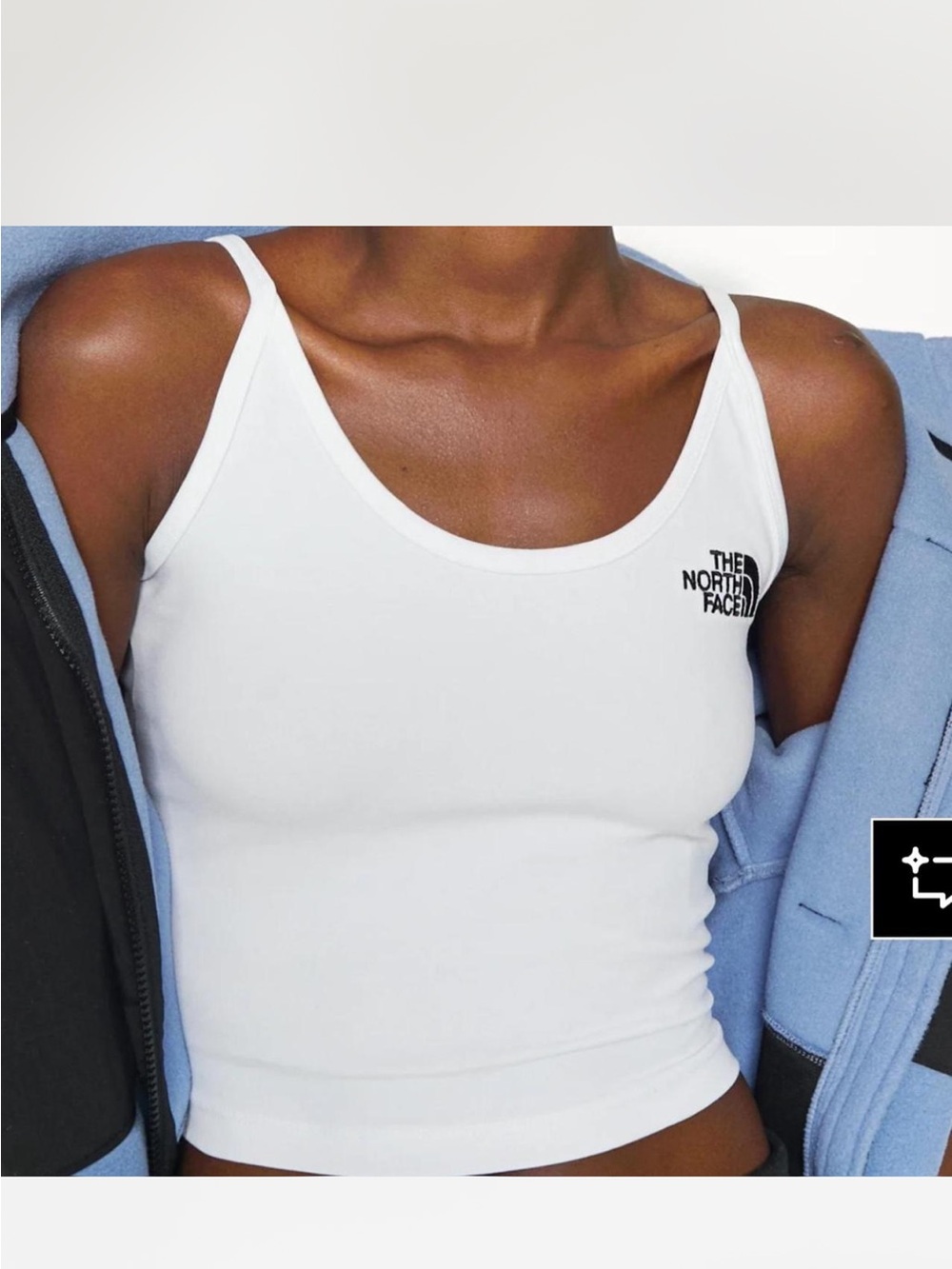 The North Face White Logo Spaghetti-Strap Cropped Camisole
